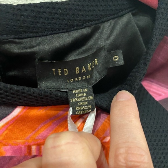 NWT TED BAKER LONDON Jasmaii Pink and Black Geometric Print Panel Dress Size 2 - Picture 4 of 5